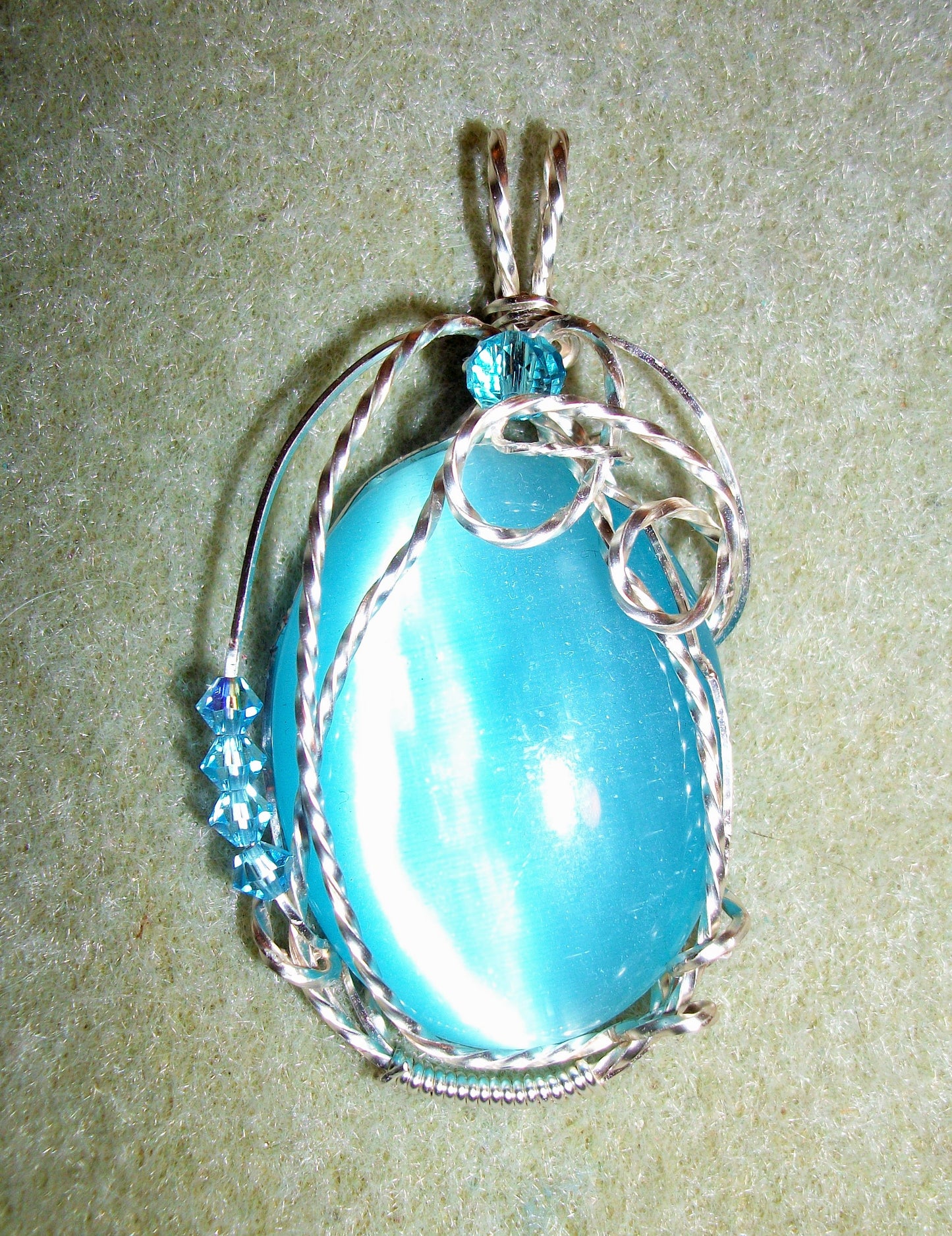 Wire Wrapped Cat's Eye Necklace