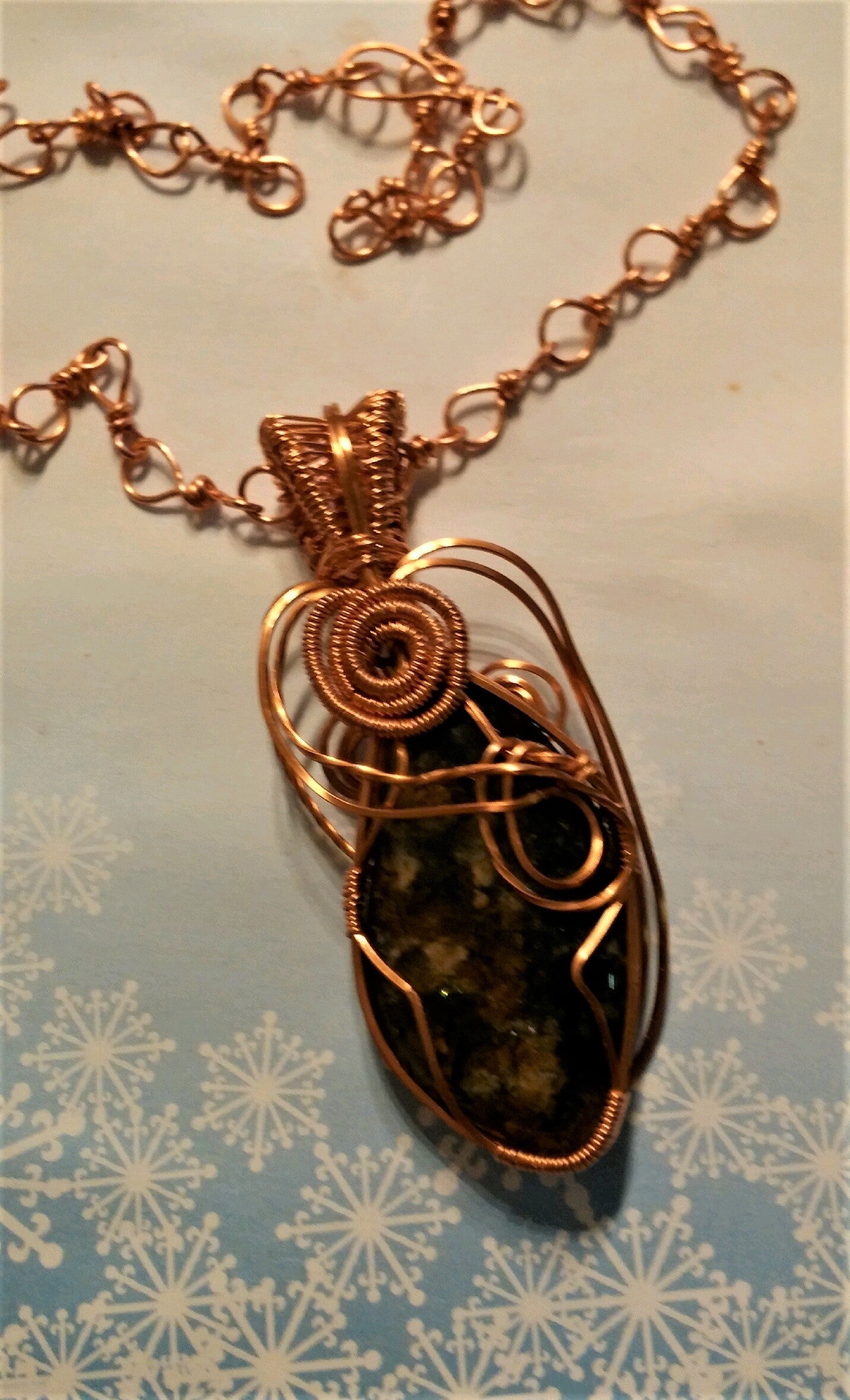 Wire Wrapped Black Ocean Jasper