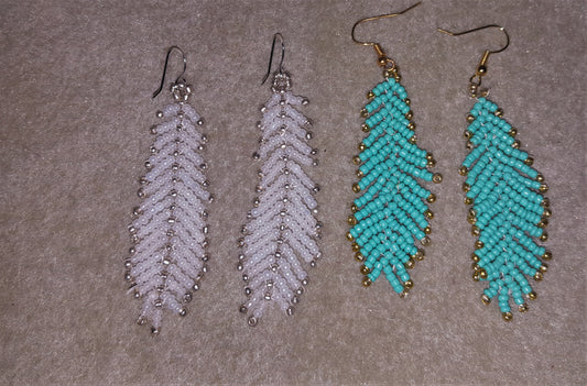 Beaded Feather Earrings