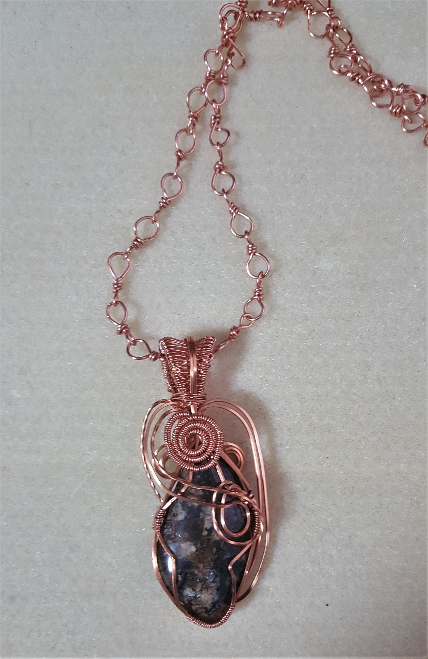 Wire Wrapped Black Ocean Jasper