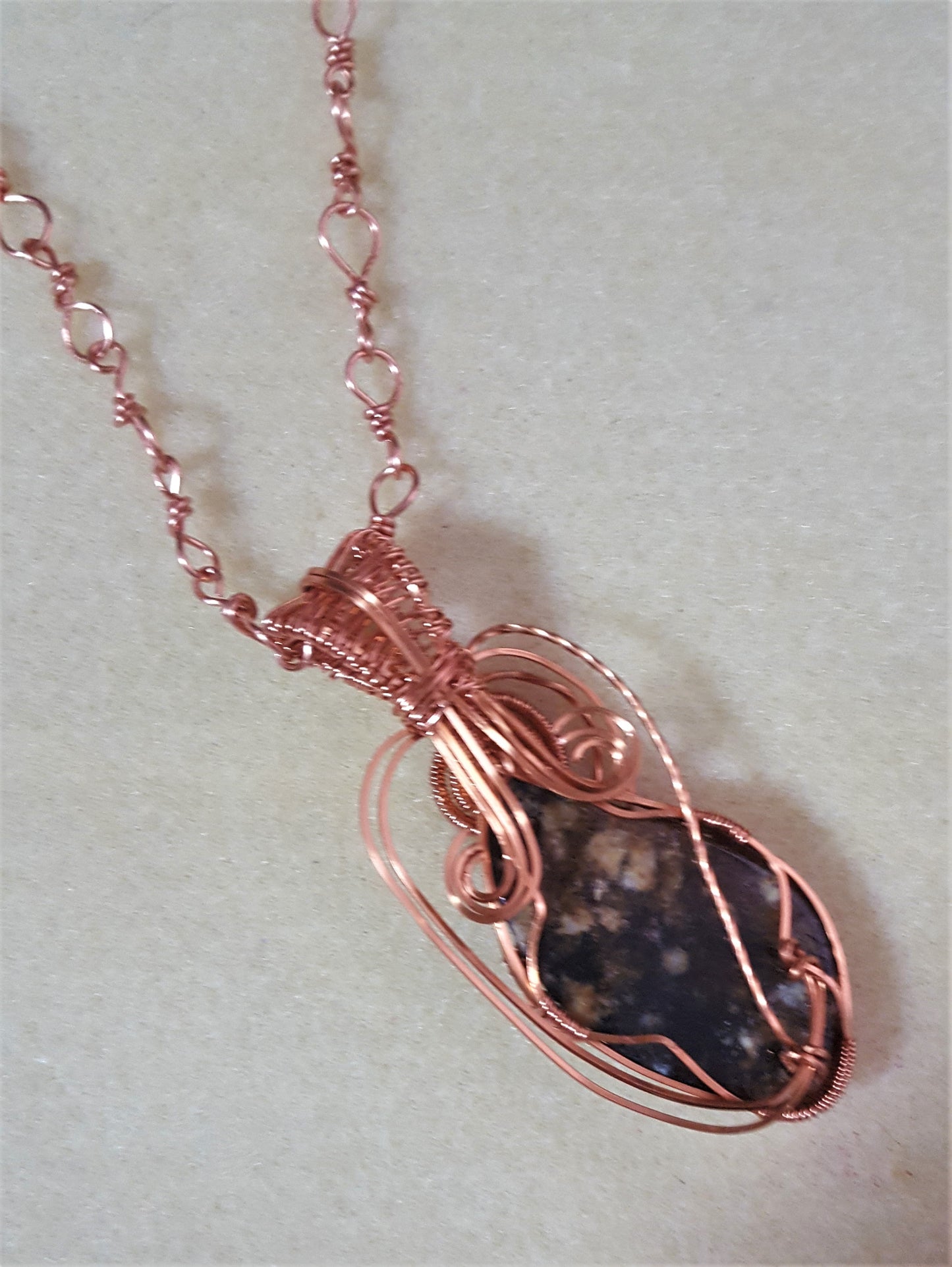 Wire Wrapped Black Ocean Jasper