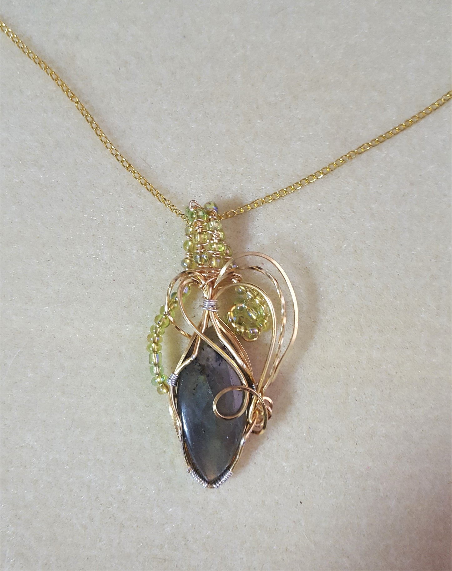 Wire-Wrapped Labradorite Pendant