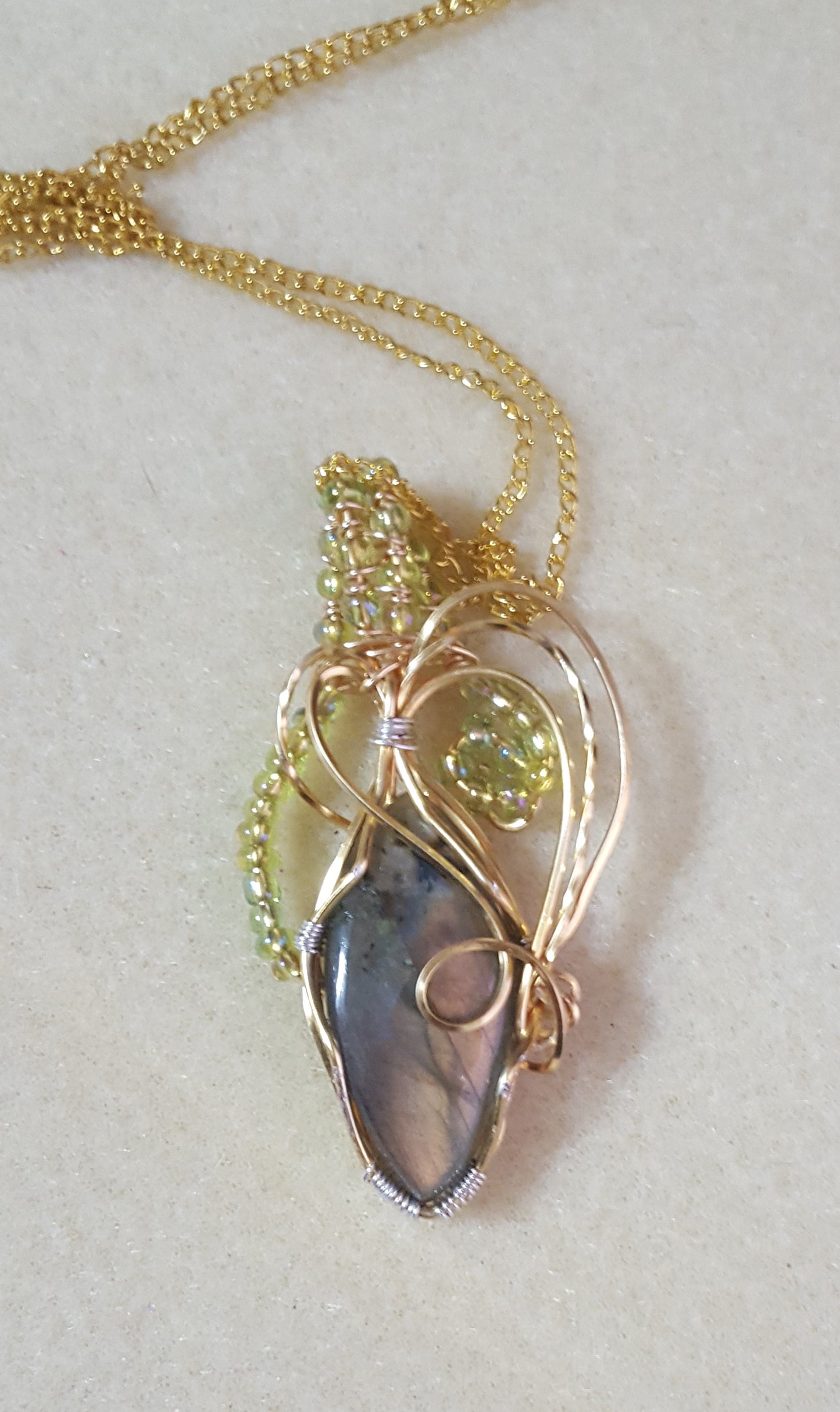 Wire-Wrapped Labradorite Pendant