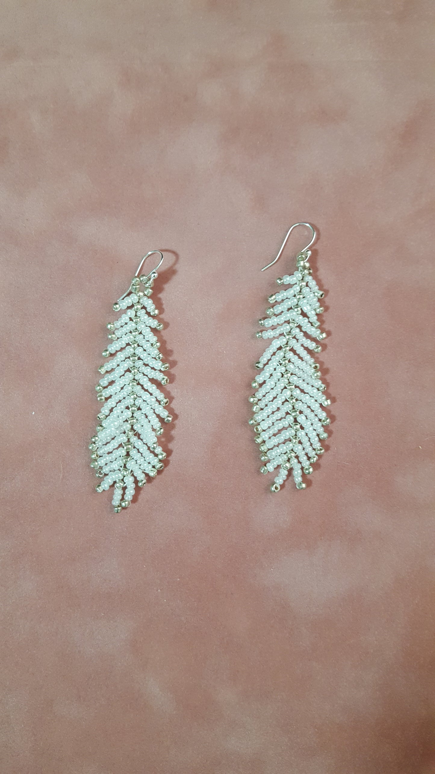 Boho Handmade Beaded Feather Drop Earrings