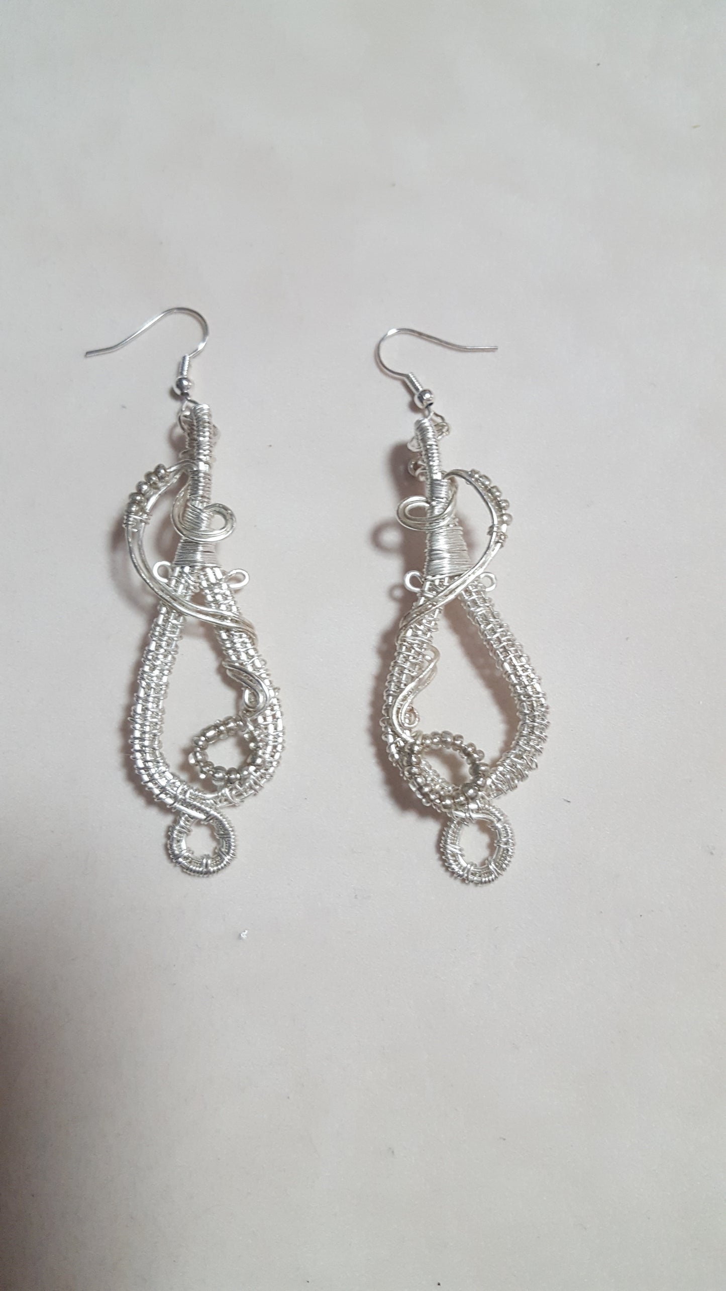 Wire Wrapped Silver-Plated Earrings