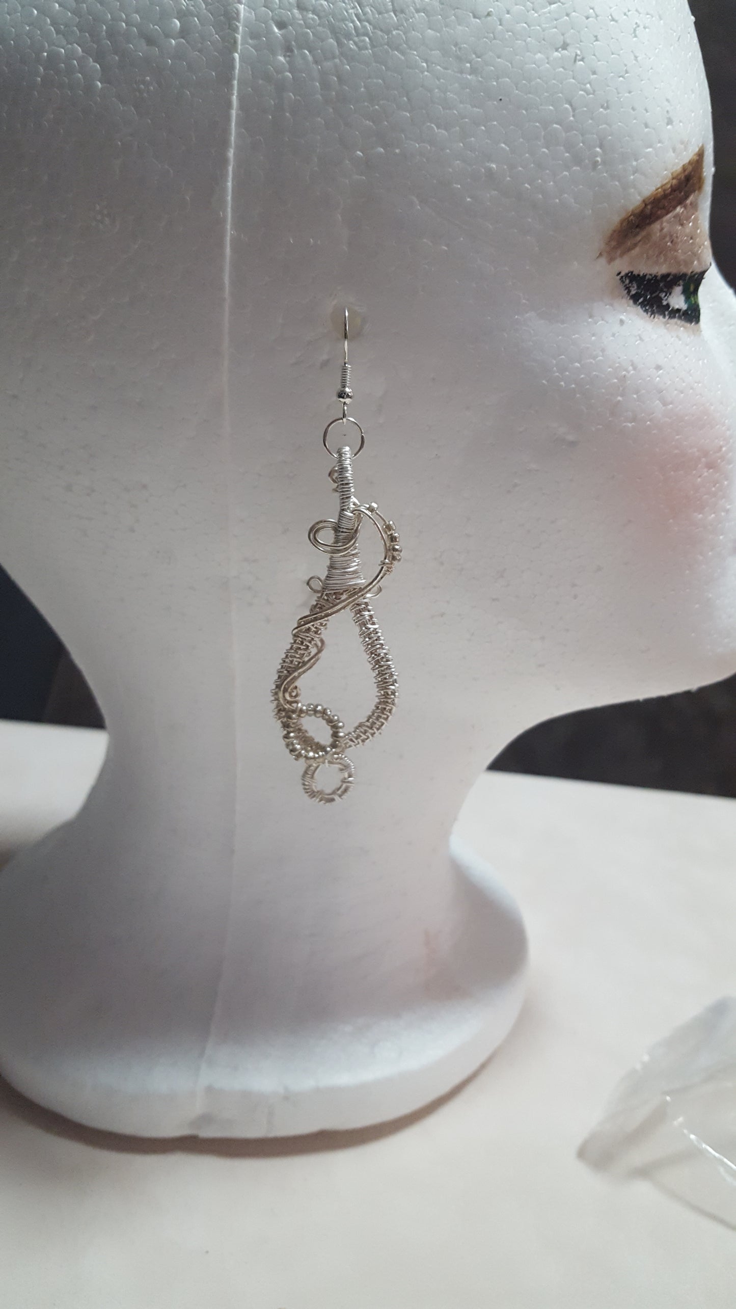 Wire Wrapped Silver-Plated Earrings