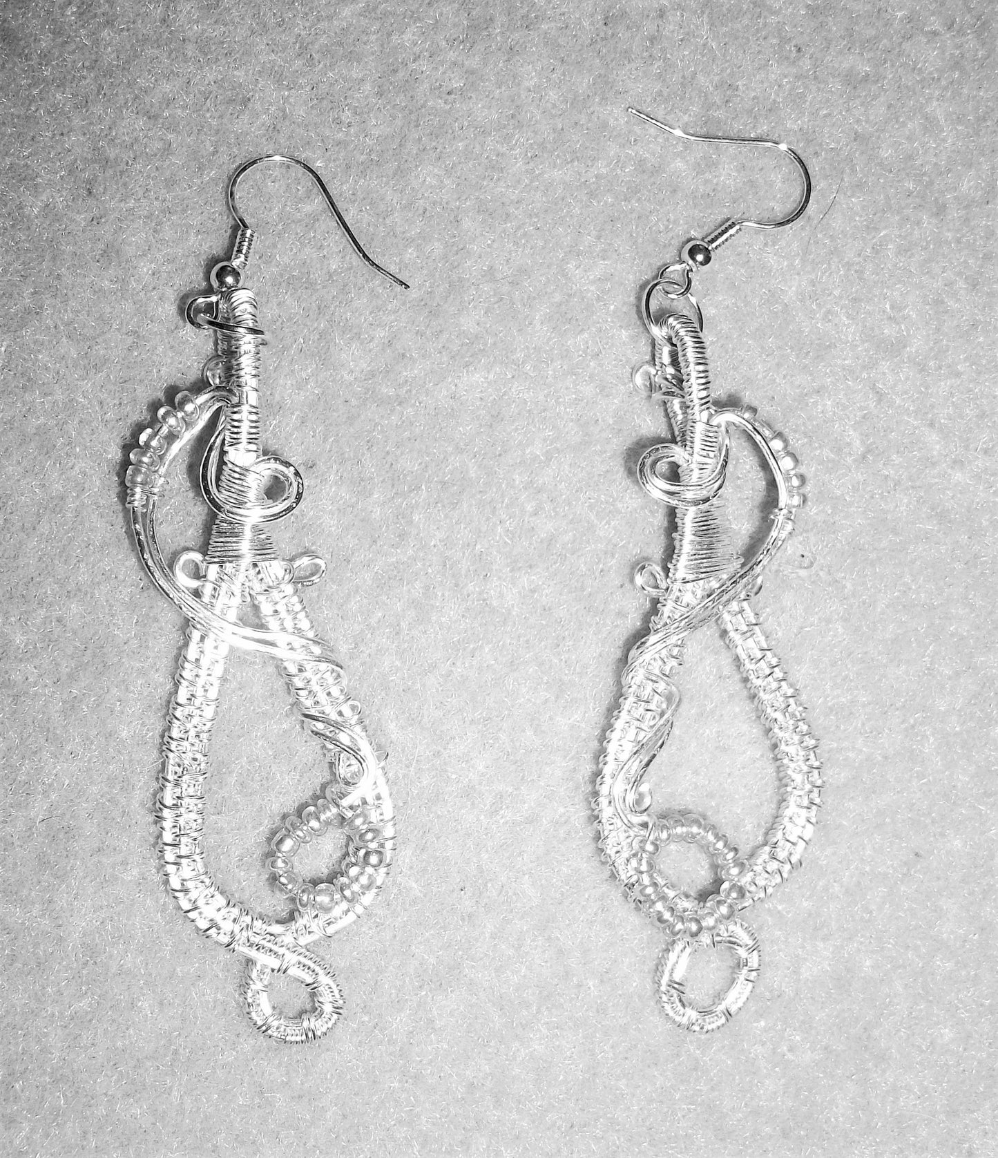 Wire Wrapped Silver-Plated Earrings