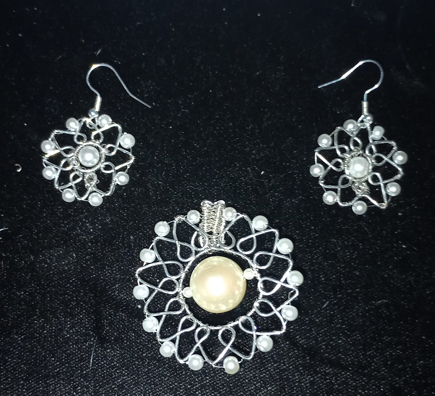 Silver & Pearl Filigree Bridal Set