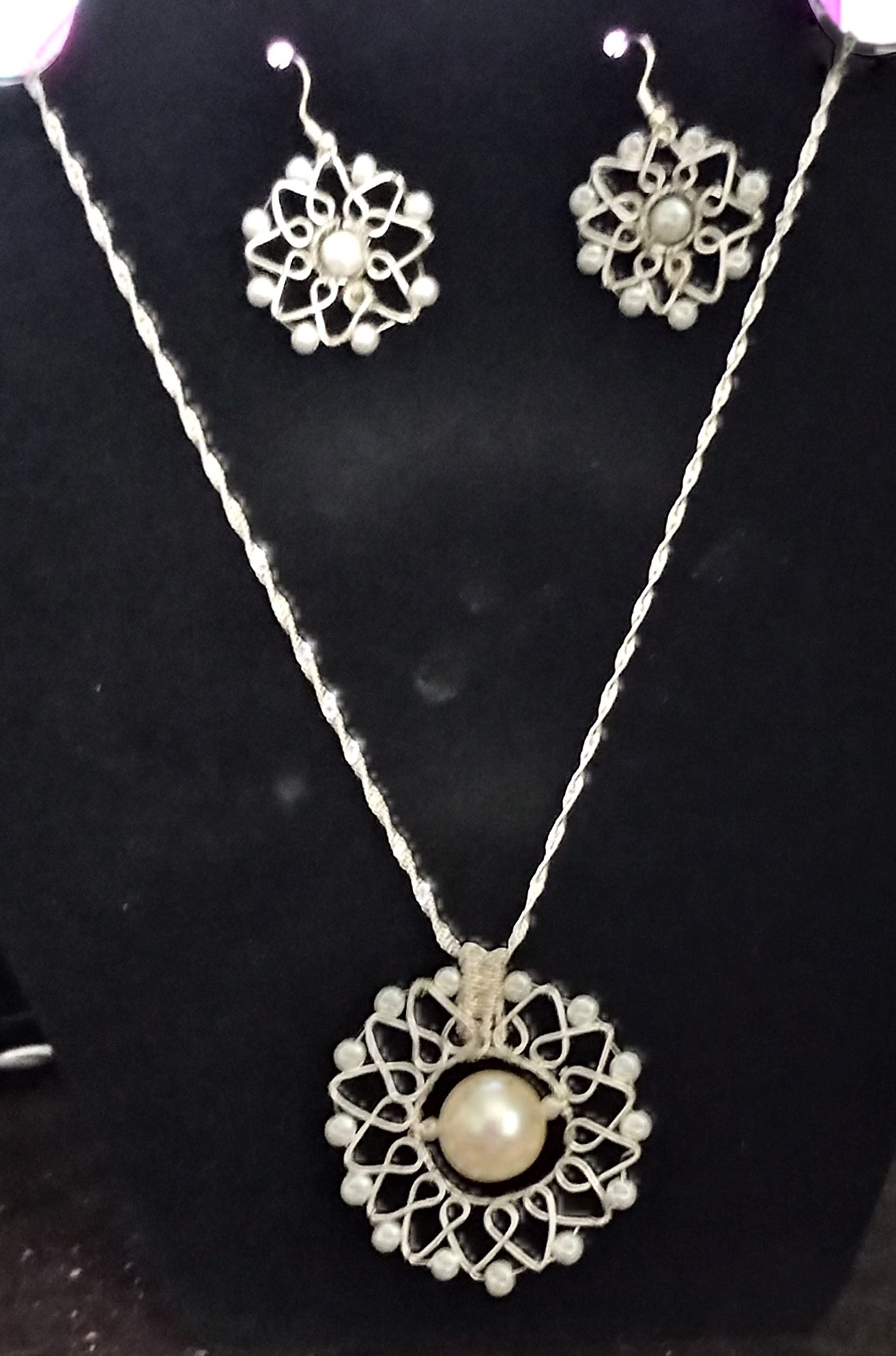 Silver & Pearl Filigree Bridal Set