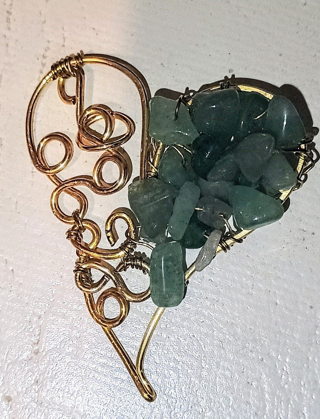 Heart with Rose Quartz, Aventurine and Aquamarine Pendant