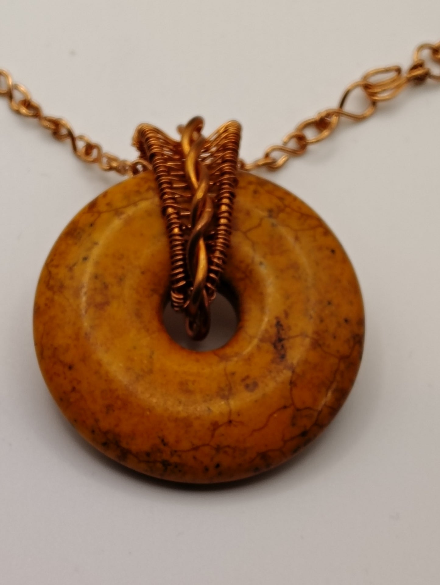 Yellow Jasper and Copper Donut Pendant
