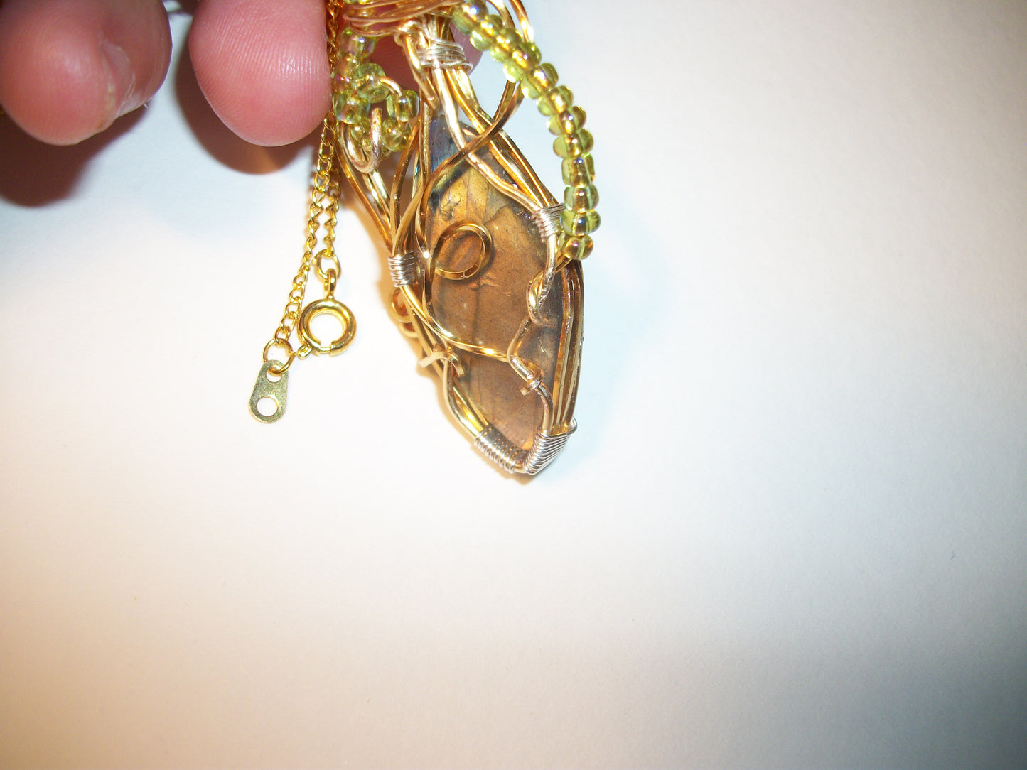 Wire-Wrapped Labradorite Pendant