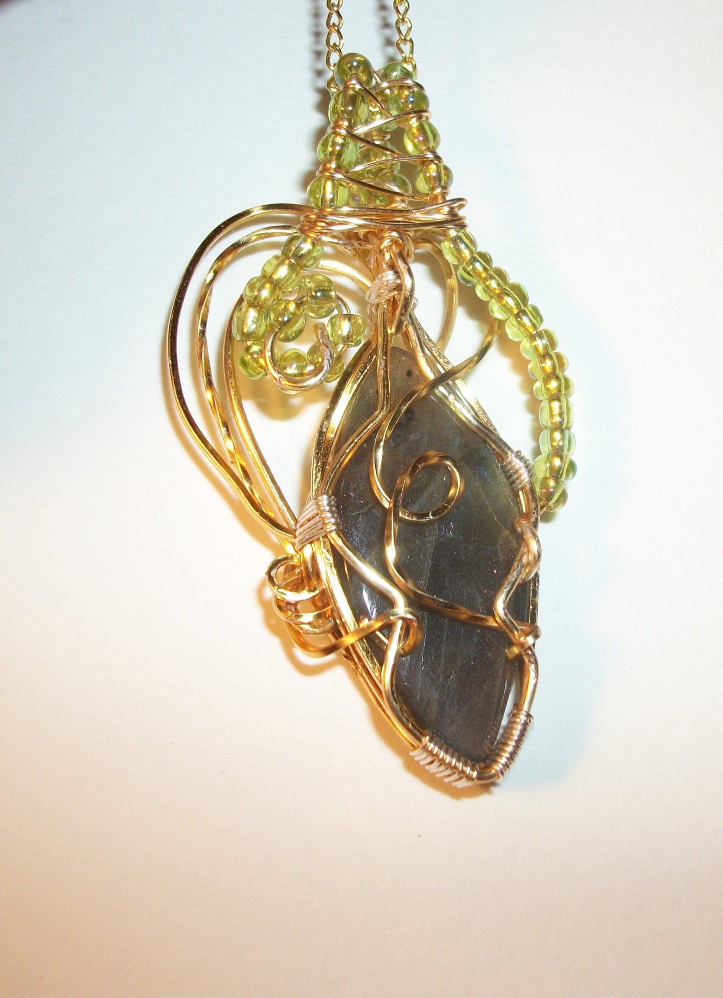 Wire-Wrapped Labradorite Pendant