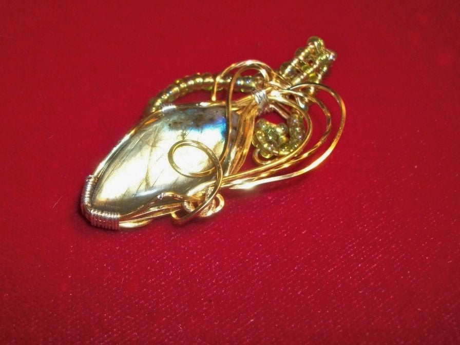 Wire-Wrapped Labradorite Pendant