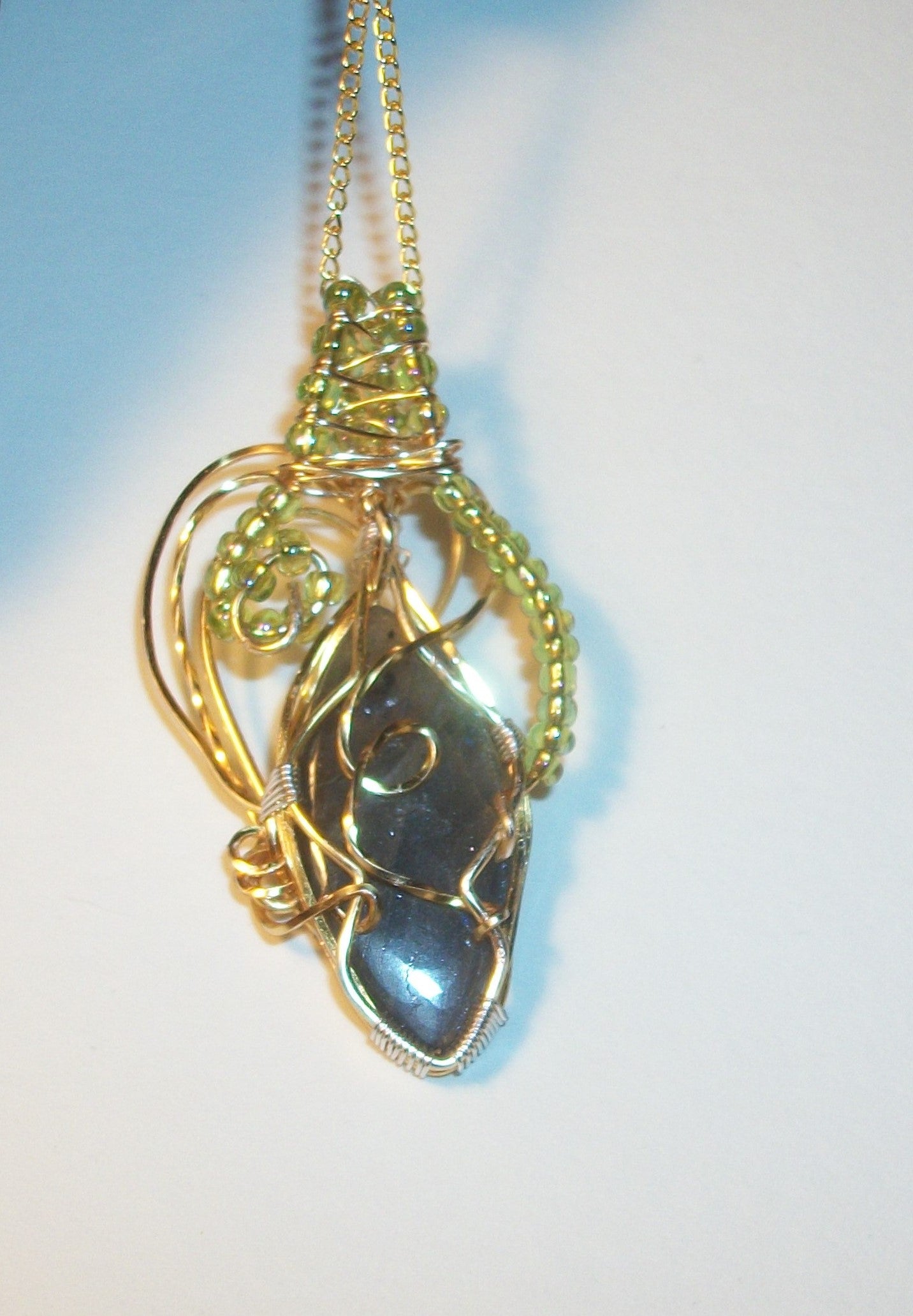 Wire-Wrapped Labradorite Pendant