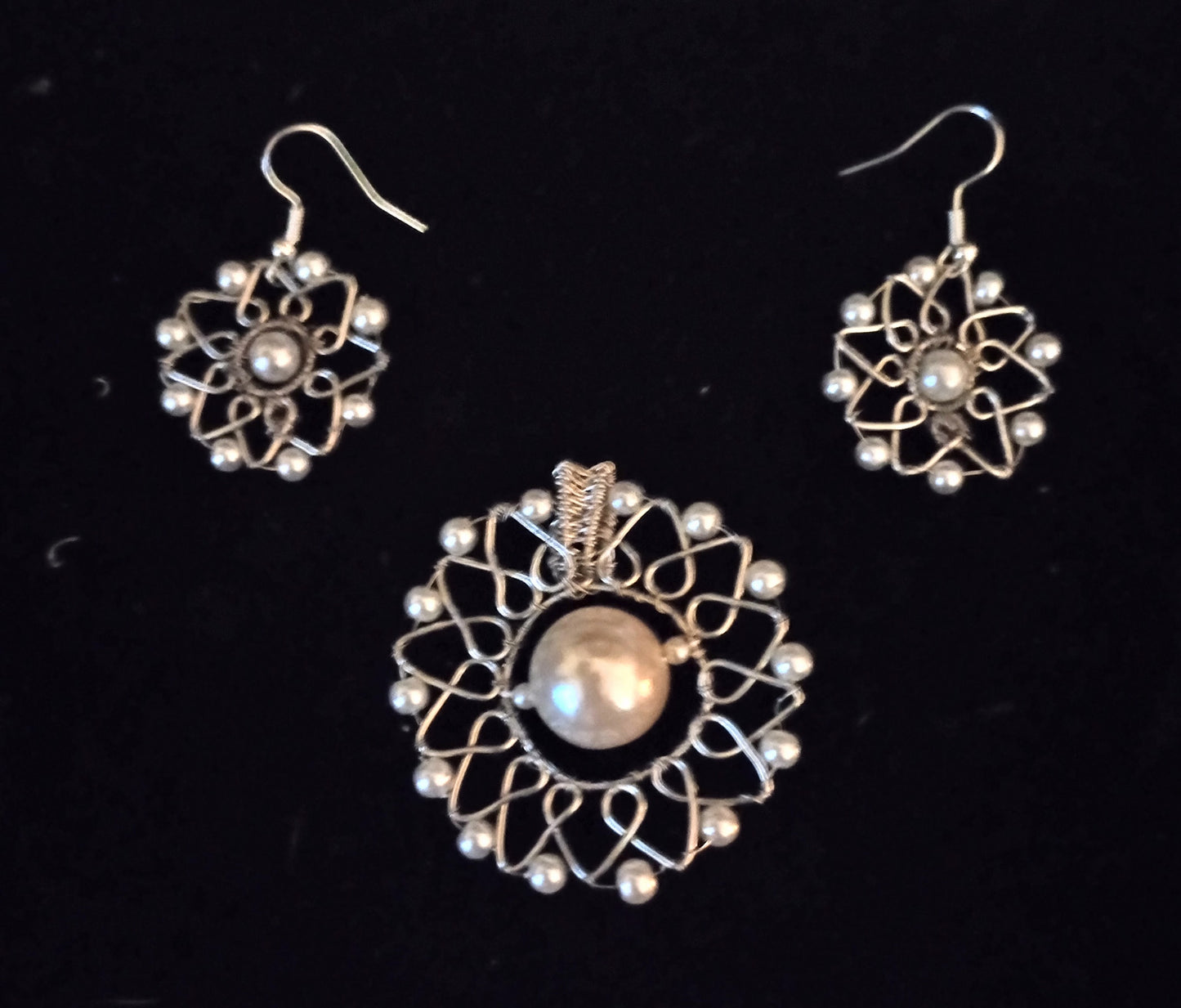 Silver & Pearl Filigree Bridal Set