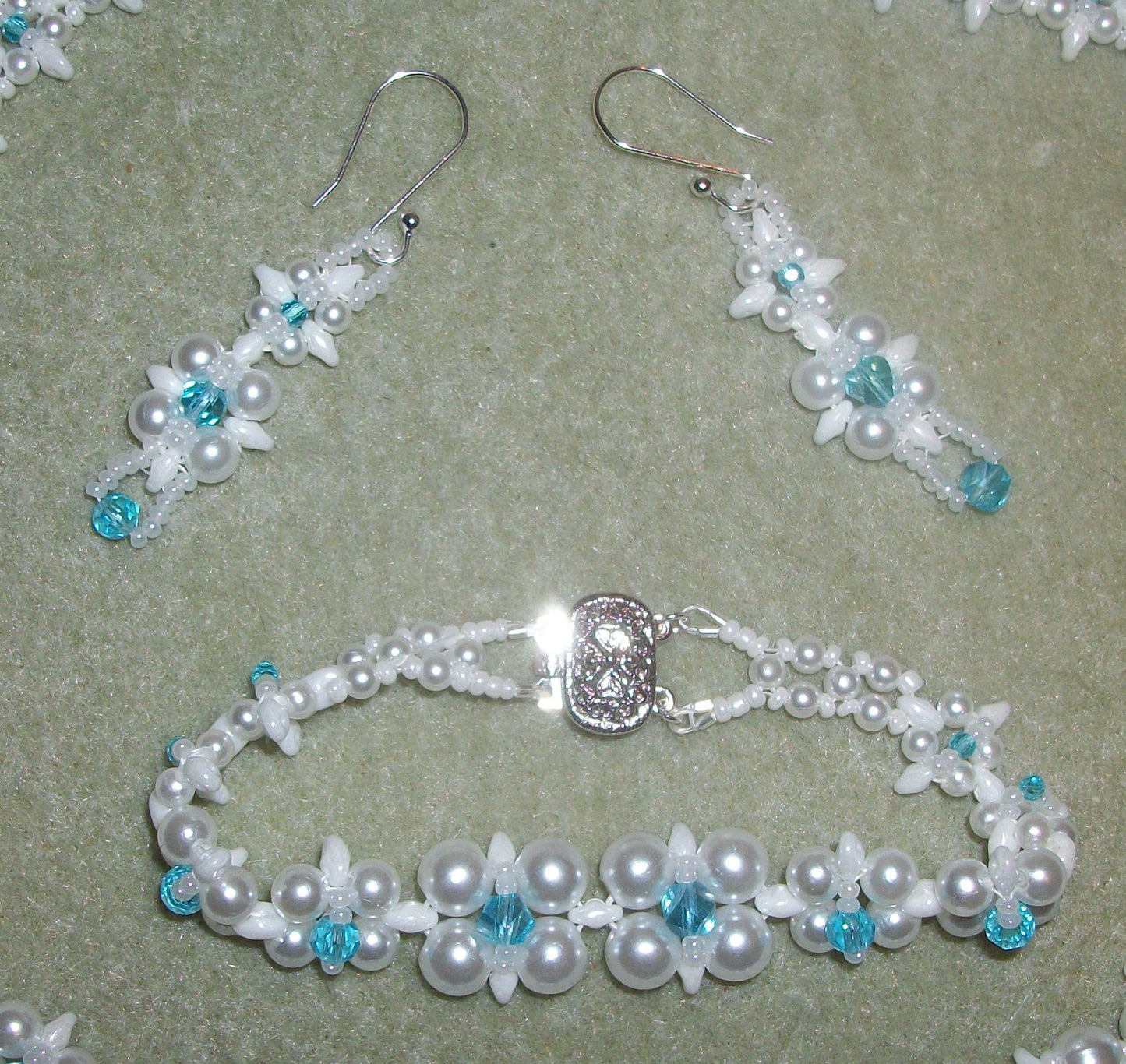 Pearl & Crystal Bridal Set (Several color combos available)