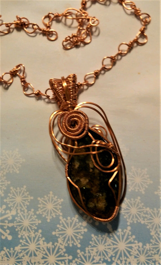 Wire Wrapped Black Ocean Jasper