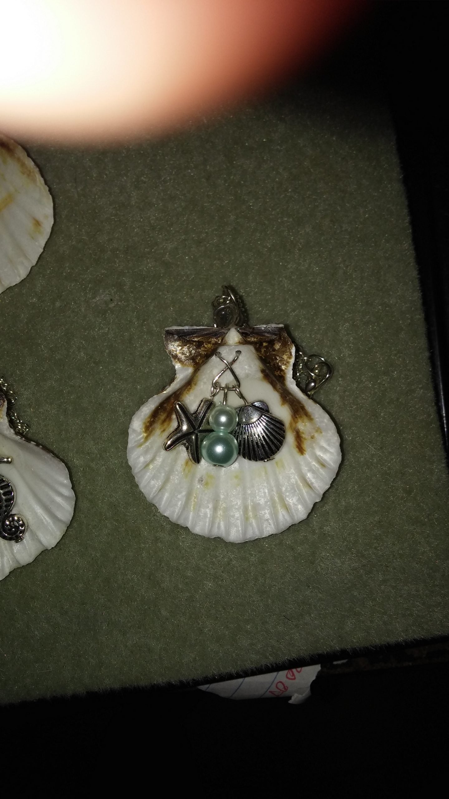 Embellished Seashell Necklaces - Blue Pearl