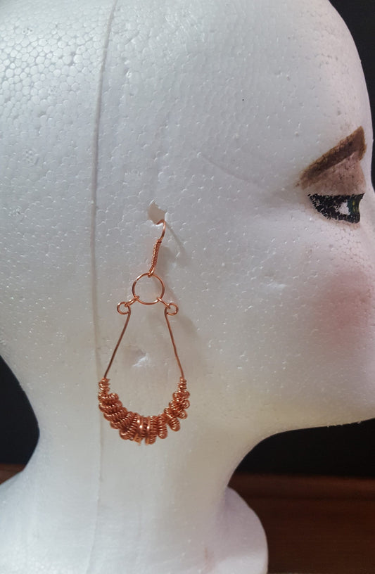 Coiled Teardrop Hoop Earrings - Copper