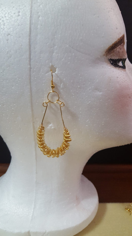 Coiled Teardrop Hoop Earrings - Gold Plated