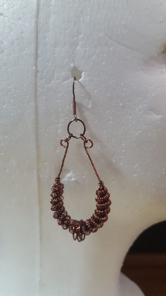 Coiled Teardrop Hoop Earrings - Antique Copper