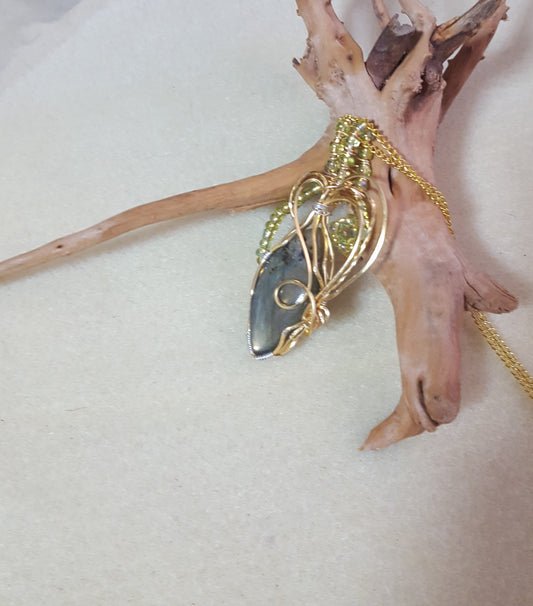 Wire-Wrapped Labradorite Pendant