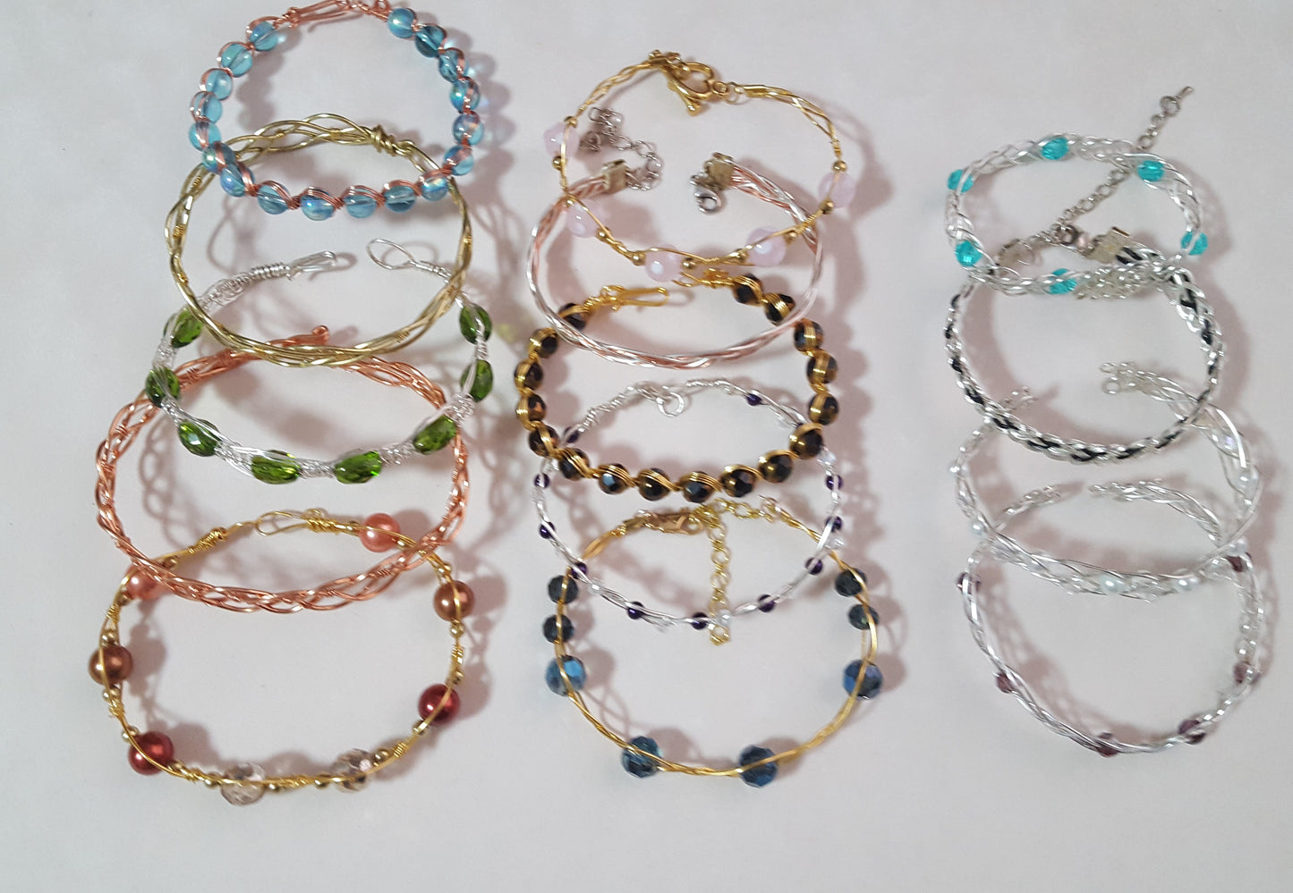 Braided Bracelets with Beads - Variety of Beads and Wire.