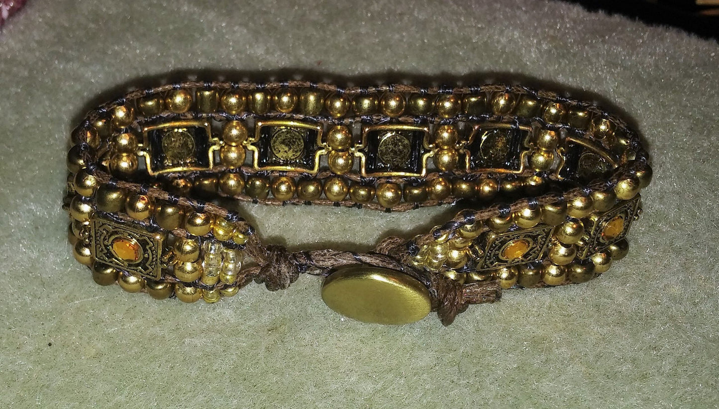 Pretty Beaded Bracelets - Brown Medieval
