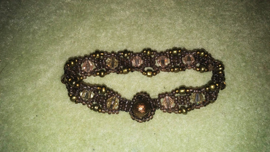 Pretty Beaded Bracelets - Brown W/Crystals