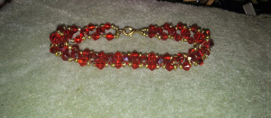 Pretty Beaded Bracelets - Red Crystal