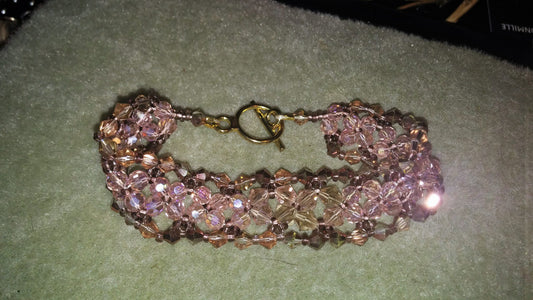 Pretty Beaded Bracelets - Brown/Mauve Crystal