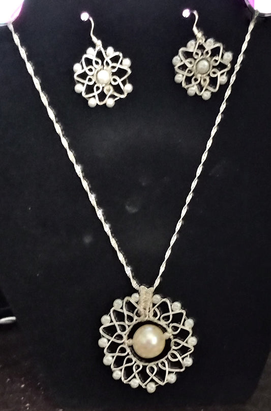 Silver & Pearl Filigree Bridal Set