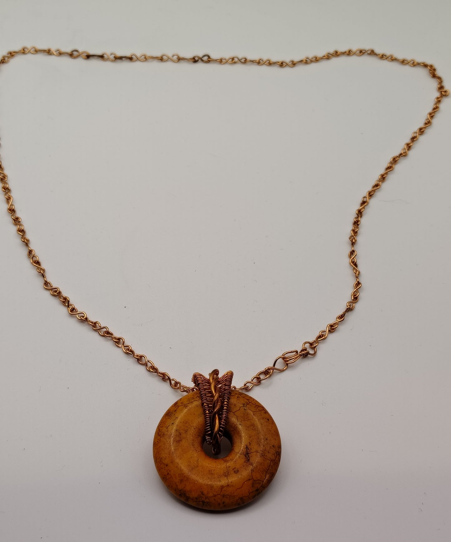 Yellow Jasper and Copper Donut Pendant
