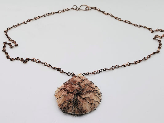 Copper Tree of Life Shell Necklace