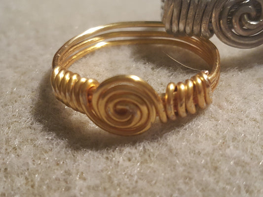 Handcrafted Men's Rings - Gold Plated swirl Size 11 1/4