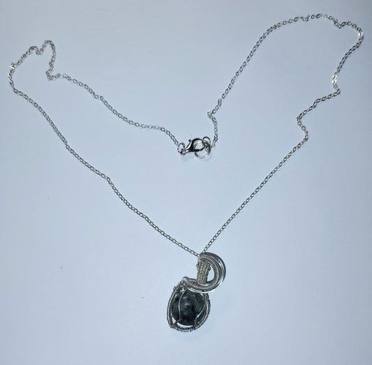 Beautiful Mini Silver-Plated Pendant with a Ruby Zoisite Stone