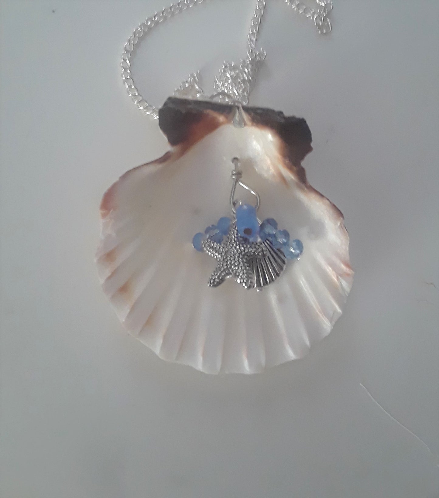 Embellished Seashell Necklaces - Blue Beads